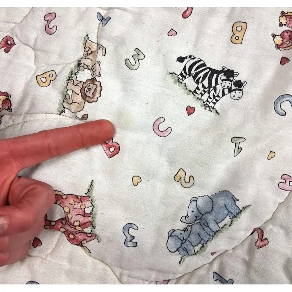 Vintage Noah's Ark Baby Crib Comforter Blanket NoJo Cotton Nursery Unisex